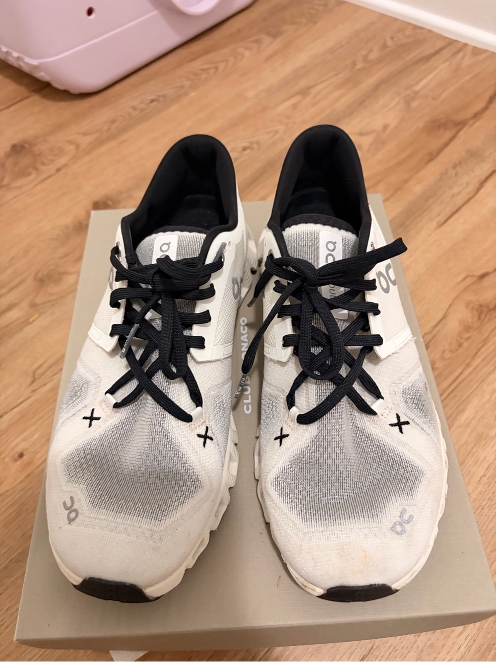 White and Black Cloudnova Sneakers - Picture 2 of 6